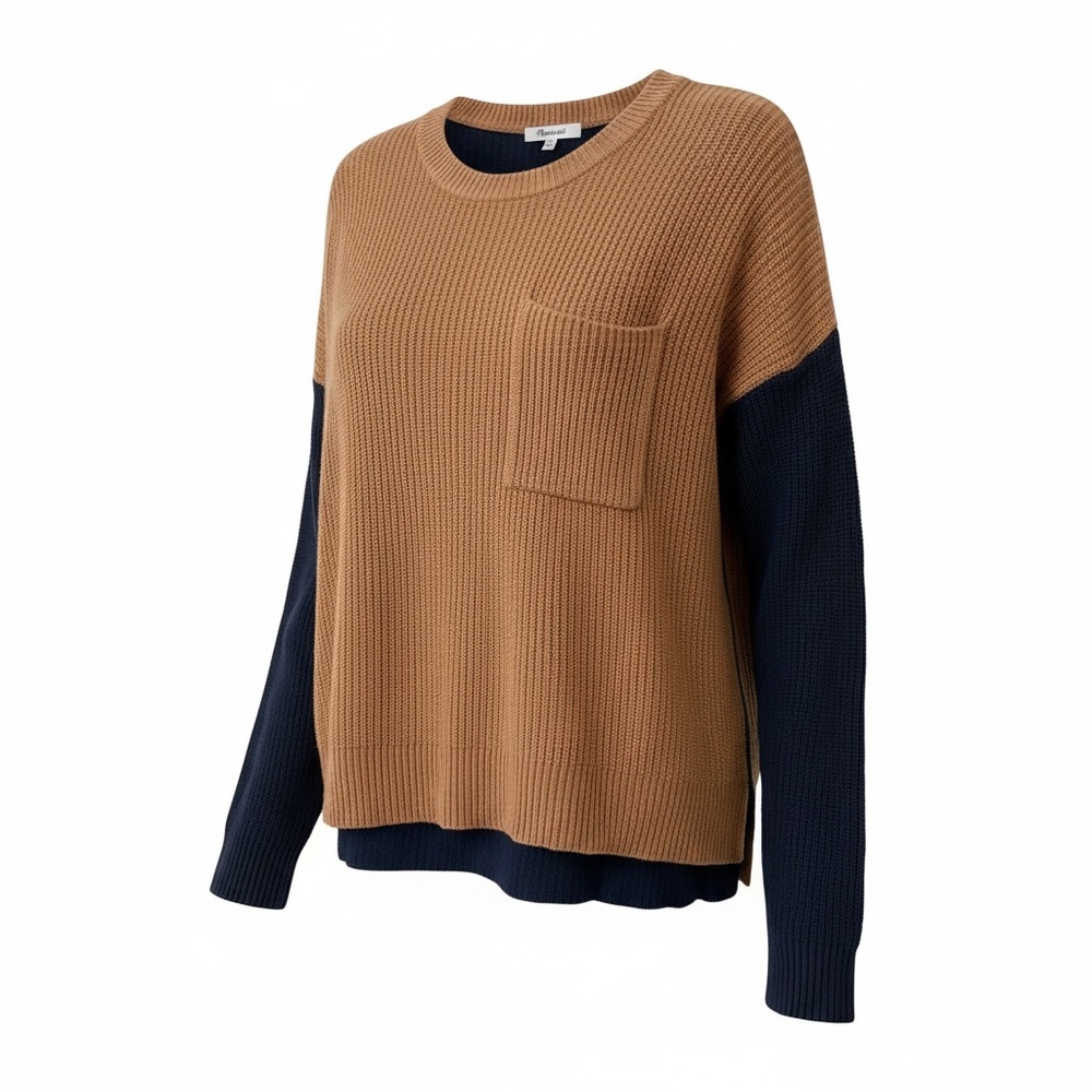 Madewell Ribbed Sweater Size XS Brown Navy Blue Loose Fit